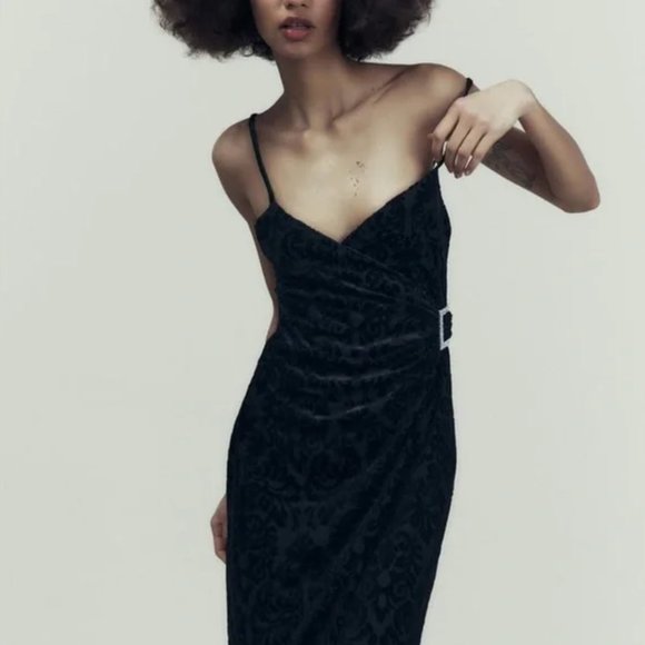 Zara Buckled Jacquard Dress L - Picture 2 of 8